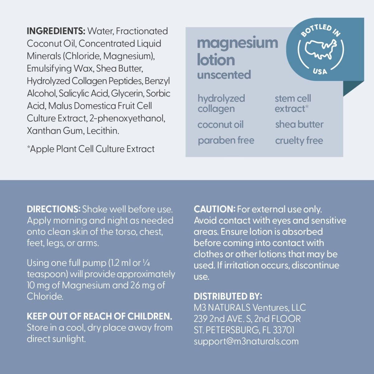 Magnesium Lotion Unscented, 8fl oz