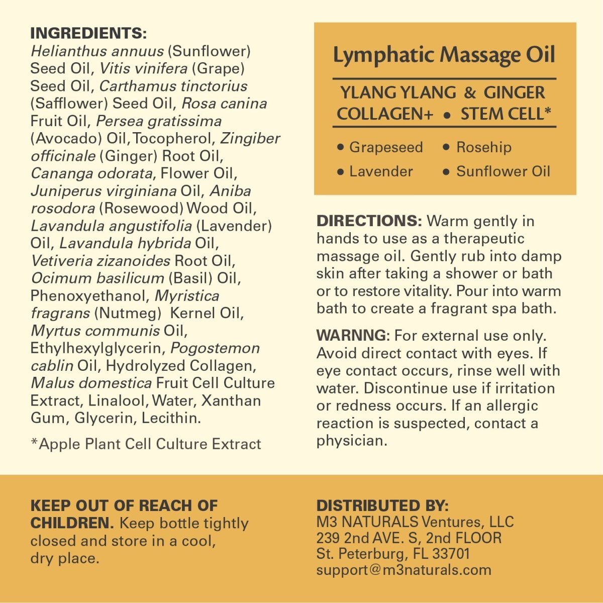 Massage Oil, Ylang Ylang & Ginger, 8oz