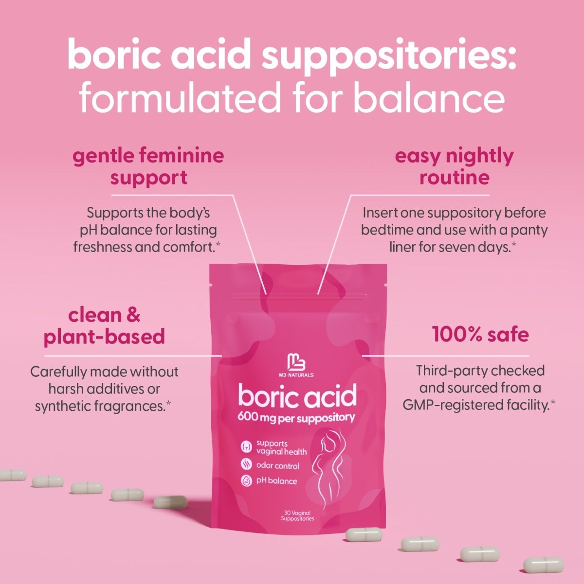 Boric Acid Capsules, 30ct