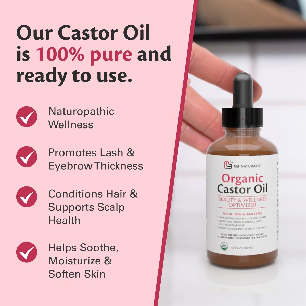 Organic Castor Oil Liquid, 4oz