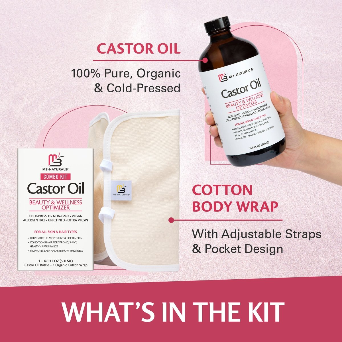 Castor Oil + Body Wrap Kit, 16fl oz