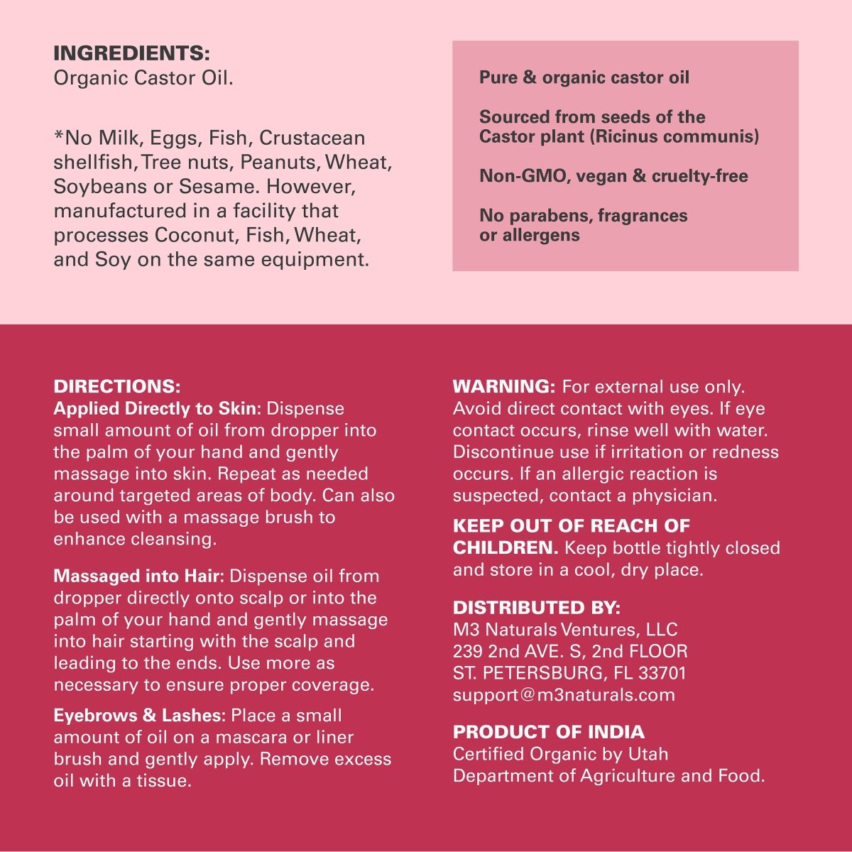 Organic Castor Oil Liquid, 4oz