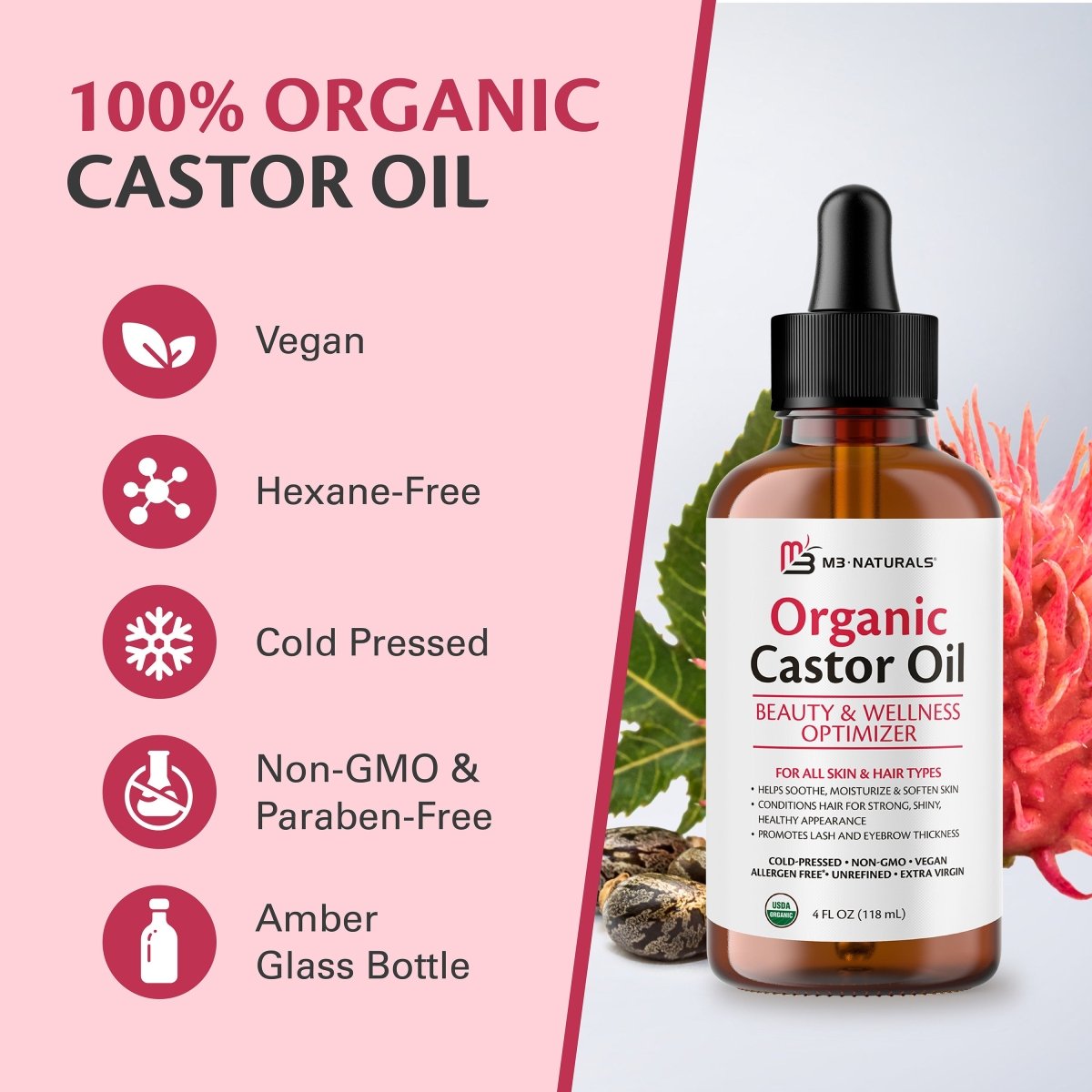 Organic Castor Oil Liquid, 4oz