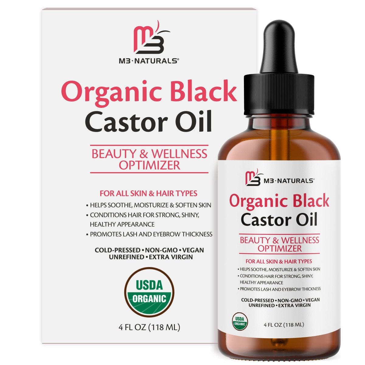 Organic Black Castor Oil Liquid, 4 fl oz