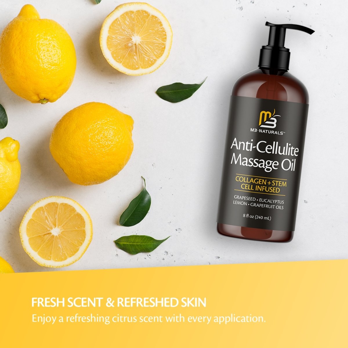 M3 Naturals Anti Cellulite Massage Oil with Collagen 8 oz